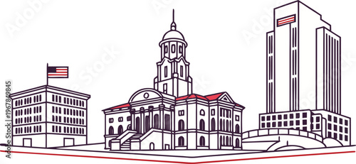 Fort Worth Skyline Silhouette Vector with Western Charm