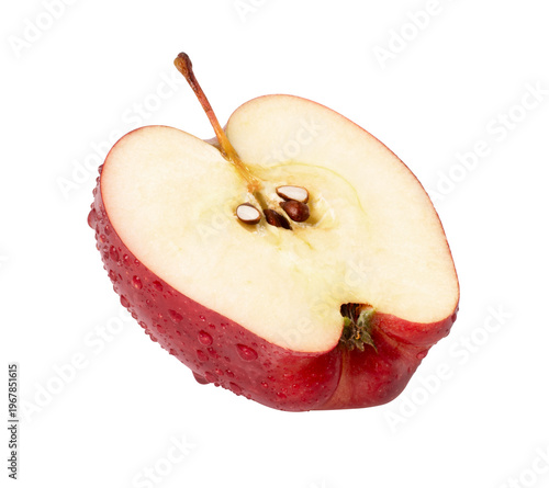 slice of red apple on transparent background