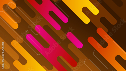 Abstract background featuring dynamic rounded geometric shapes in vibrant orange pink and yellow colors for modern digital designs