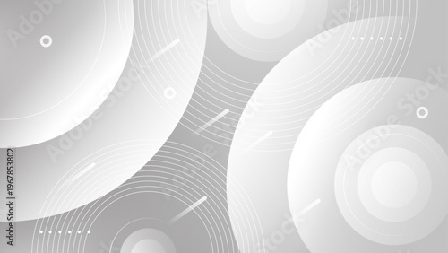 Clean minimalist white gray abstract background with layered circles and subtle geometric line patterns for web