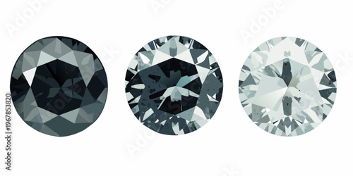 Three oval cut diamonds with varying clarity and light reflection