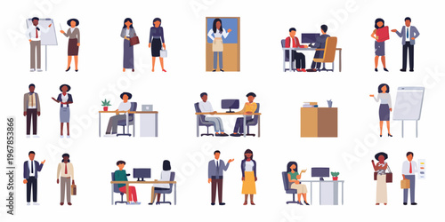 Diverse group of professionals collaborating in a modern office environment