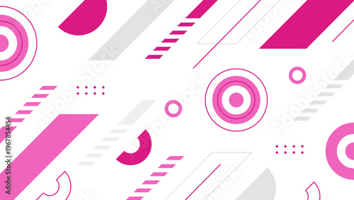 Sleek pink and light grey abstract background featuring minimalist geometric lines and circles for feminine tech designs
