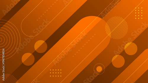 Dynamic orange background with circles and diagonal geometric shapes