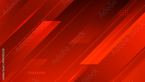 Energetic red composition featuring sharp lines and light effects