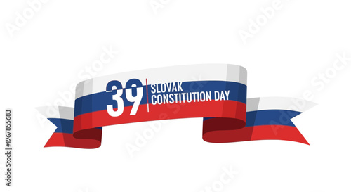 Slovak Constitution Day 39th Anniversary Ribbon Flag Banner