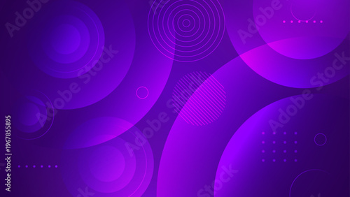 Elegant purple gradient background with abstract round shapes and geometric line patterns