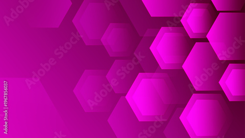 Vibrant magenta abstract background with hexagonal geometric patterns and layered depth
