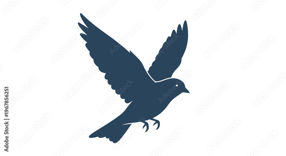 Fototapeta premium Silhouette of a bird flying against a white background
