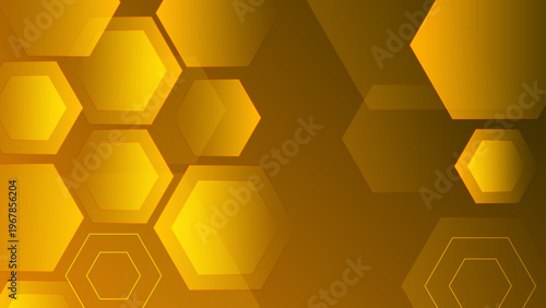 Warm orange abstract background with hexagon pattern and smooth color gradients