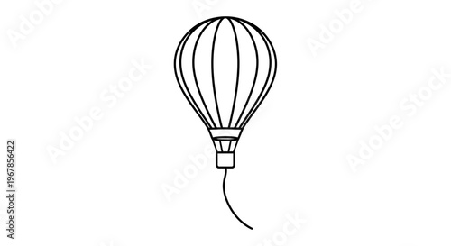 Simple Line Art Hot Air Balloon Flying