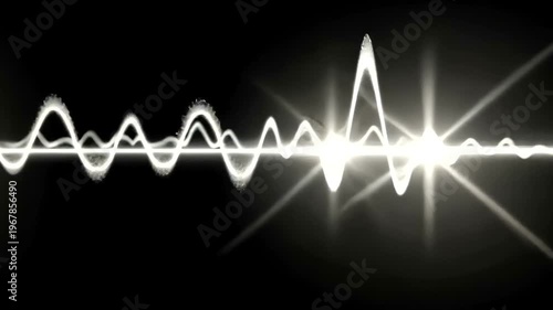 Glowing white waveform with starburst effect on black background  (69)