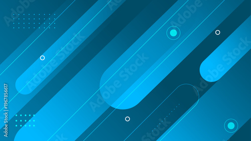 Modern blue tech background with diagonal rounded shapes and dots