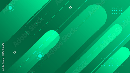 Vibrant green abstract background with diagonal rounded shapes