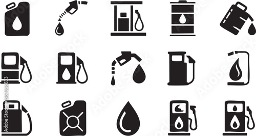 Energy and fuel vector icons for automotive services and industrial applications