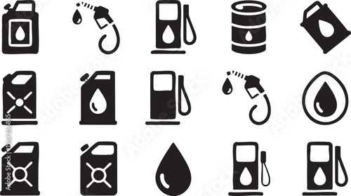Oil and gasoline symbol pack for industrial design and energy sector graphics