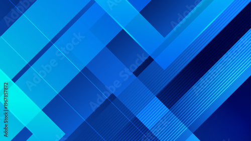 Professional blue and cyan background with overlapping diagonal geometric shapes