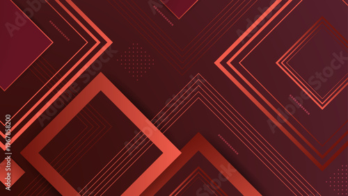 Dynamic abstract background with overlapping red and orange square frames and diagonal lines