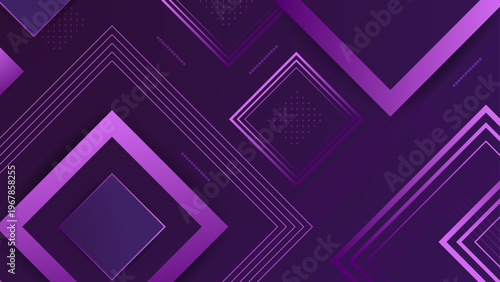 Futuristic purple and violet abstract background with glowing geometric squares and dotted patterns