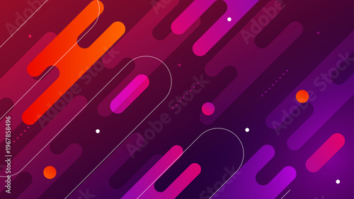 Stylish gradient abstract background with rounded diagonal shapes in purple and orange tones