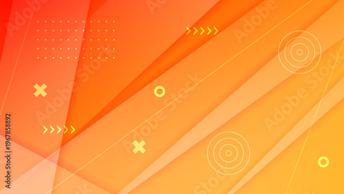 Energetic orange and gold gradient background with sharp diagonal lines and technical symbols for motivational and business content