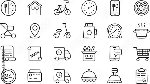 Restaurant and food delivery symbol collection for ecommerce and mobile applications