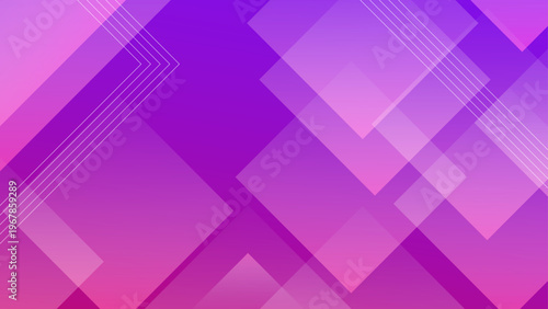 Deep purple and violet abstract background with layered square shapes and sharp white line accents