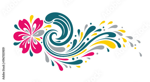Abstract Floral Swirls and Splashes - Colorful Decorative Element