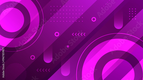 High-contrast vivid magenta background with bold geometric circles and playful abstract patterns