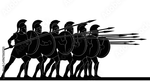 Ancient Greek Hoplite Soldiers Formation Silhouette
