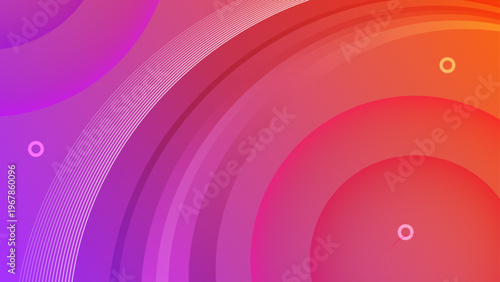 Stylish purple and red background with dynamic circular layers and white lines