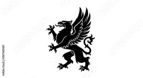 Black Griffin Silhouette on White Background