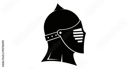Black Knight Helmet Silhouette Icon Vector Graphic