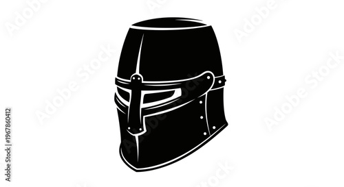 Black medieval knight helmet icon, isolated on white background