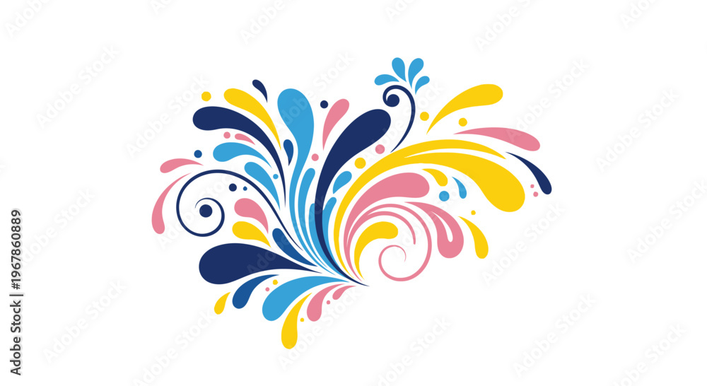 Obraz premium Colorful Abstract Swirls and Flourishes - Decorative Design Element