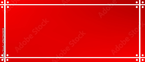 Elegant red Christmas banner design with gold holiday decorations and a gift ribbon frame on a decorative paper card template for a festive winter celebration.