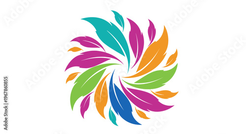 Photos Colorful Abstract Swirl of Feathers, Creative Design Element