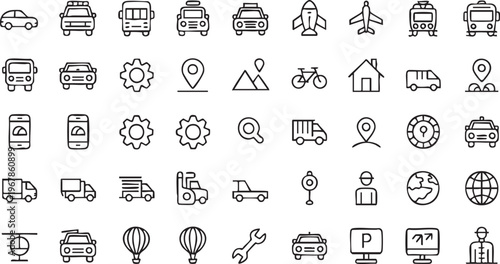 Vehicle transport vector icons for logistics, shipping and mobility concepts