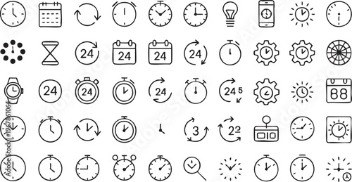 Clock and timer vector icons for time tracking and productivity management