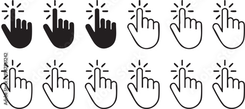 Pointer and tap gesture icon set for user interface design systems