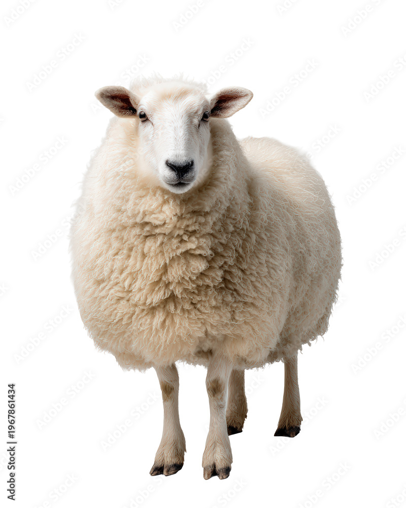 Fototapeta premium White sheep isolated on clean background