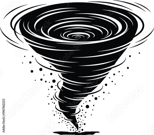 tornado, cyclone, storm, vortex, whirlwind, wind, disaster, weather, spiral, force, power, nature, black, silhouette, vector, illustration, design, danger, energy, flat