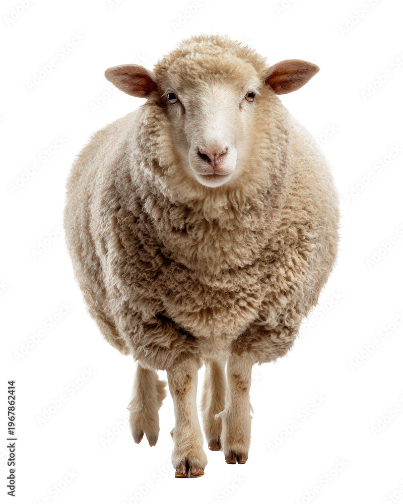 Fototapeta premium Sheep standing isolated on white background