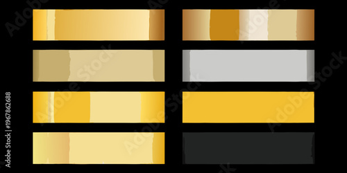 A collection of rectangular metallic gradients in various shades