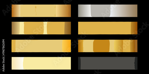 A collection of metallic gradients gold silver and shades in between