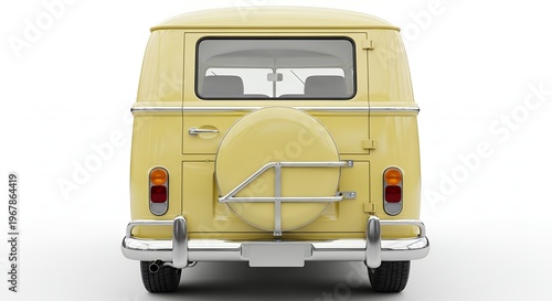 Rear view of yellow retro van on a white background design