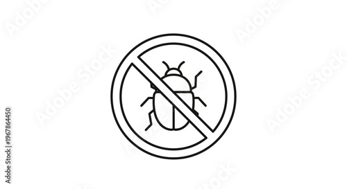 Prohibition sign with a cockroach icon.