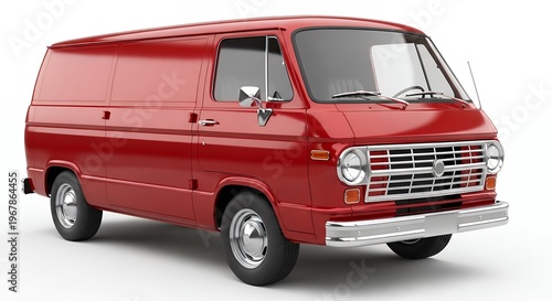 Red delivery van isolated on white background for transportation and logistics