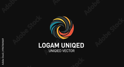 Creative abstract business logo design featuring a colorful rainbow spiral circle vector icon as a technology company symbol and infinity element