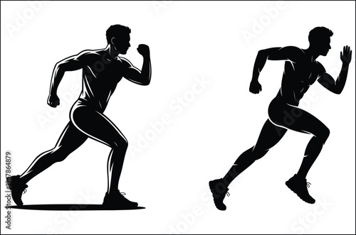Running person symbol silhouette vector pictogram for fitness activity, sports training and speed concept. Symbolizing motion, energy, endurance and active lifestyle